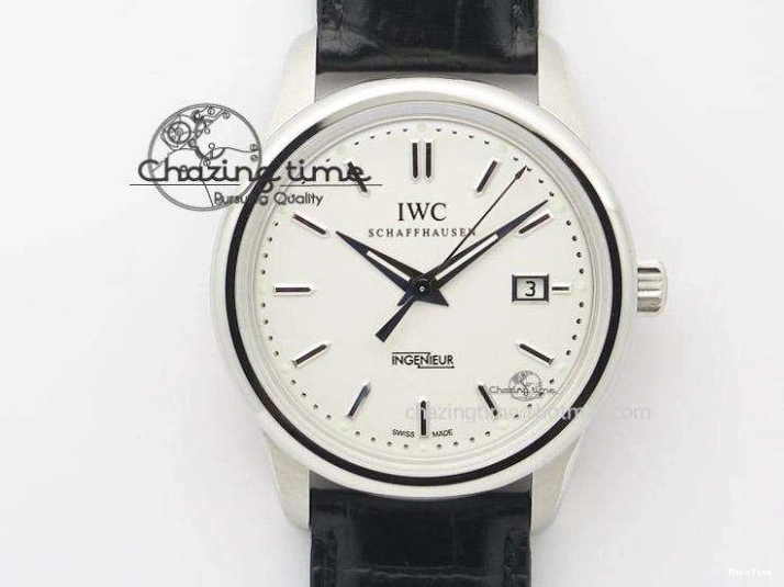 MIROTIME 0419 Portofino Automatic SS FKF 1:1 Best Edition White Dial SS Markers on Black Leather Strap A QuickDry 7138